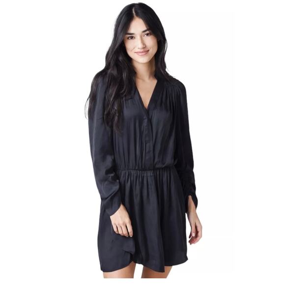 Zadig & Voltaire Reveal Satin Black Long Sleeve Mini Dress Size XS - Picture 1 of 13